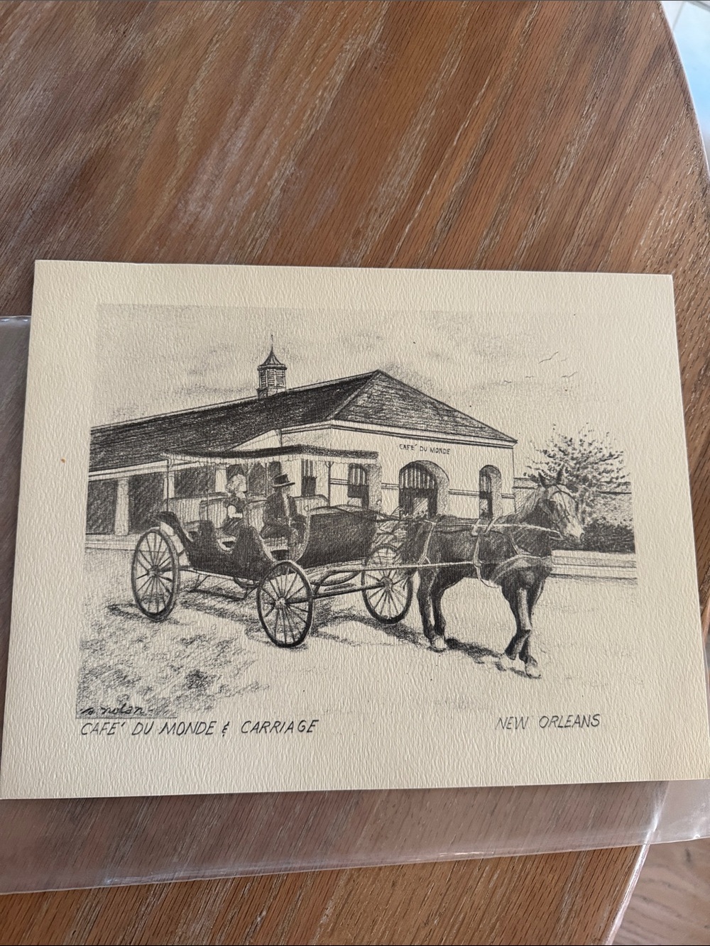 Black and White Café du Monde Carriage Art Print